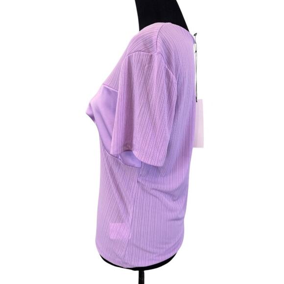NEW NSR Purple Short Sleeve Silky Sateen Twist Front T-Shirt Size XL - Picture 3 of 6